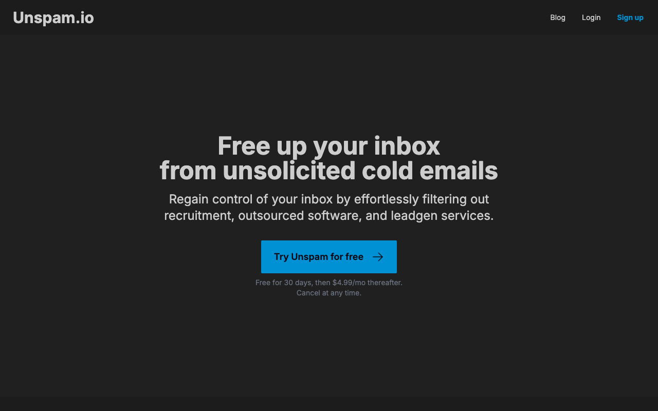Unspam.io - Free up your inbox from unsolicited cold emails