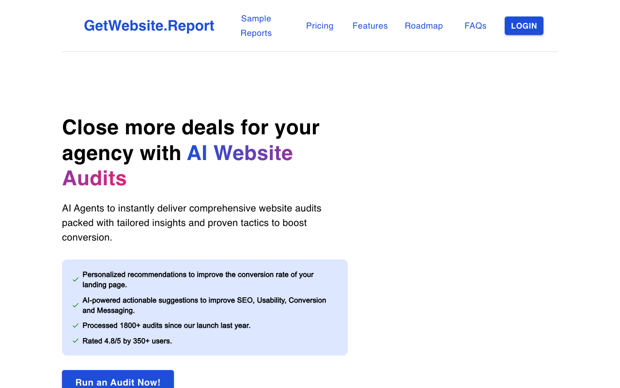 GetWebsite.Report - AI-powered website audit tool: enhance UX & boost conversion