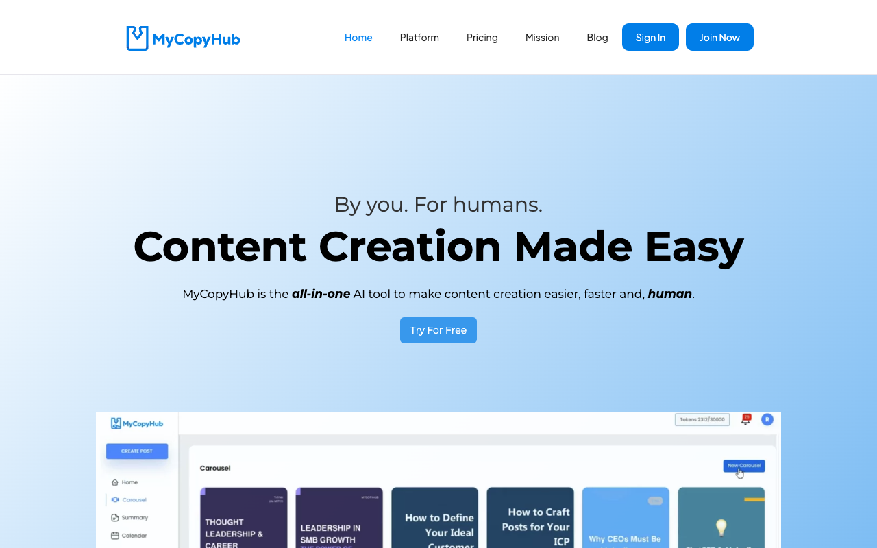 MyCopyHub - Elevate Your LinkedIn Content with Intelligent AI