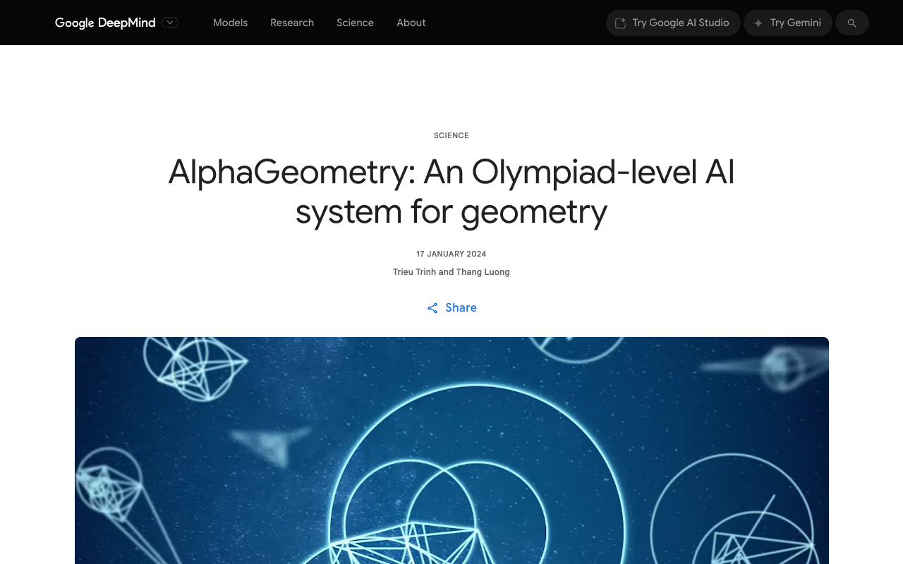 AlphaGeometry - An Olympiad-level AI system for geometry