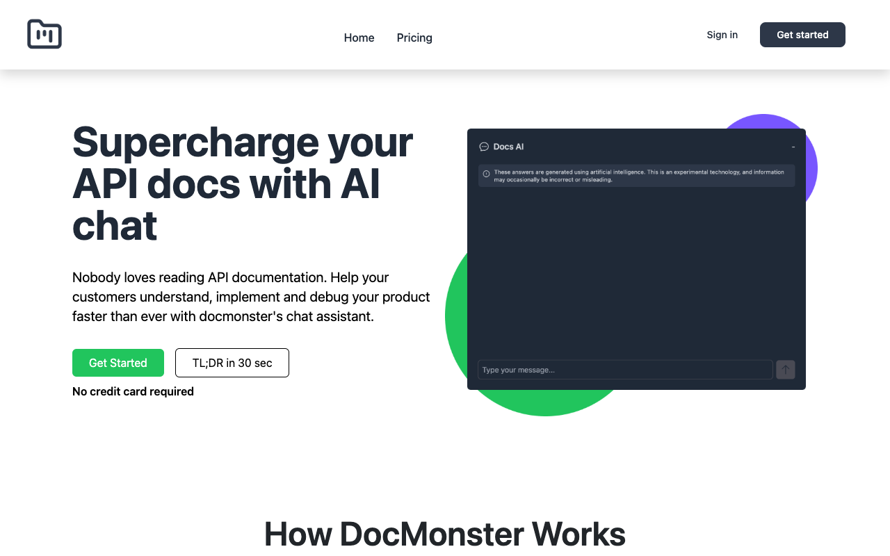 DocMonster - AI Chat for Your SaaS API Docs