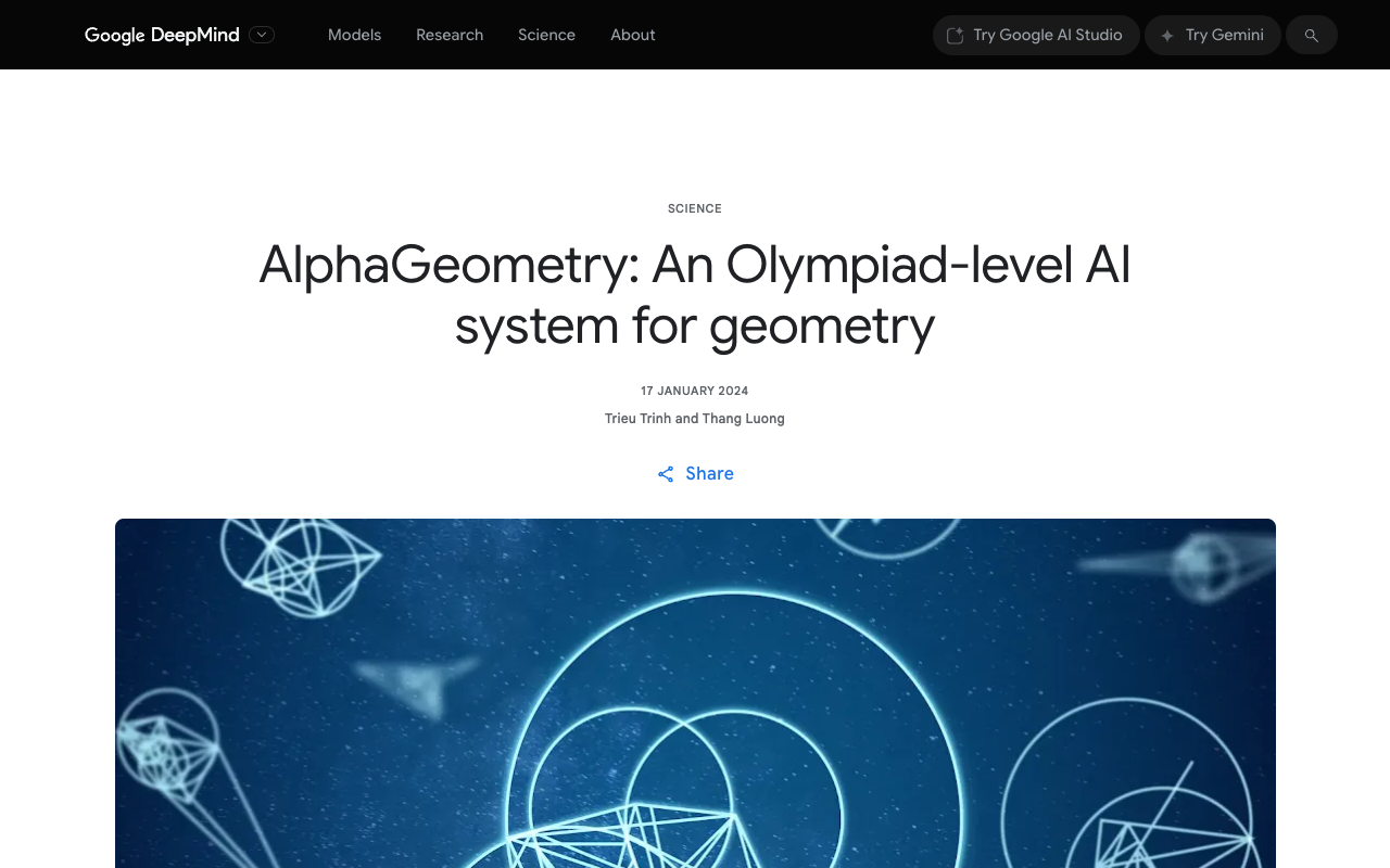 AlphaGeometry - An AI Breakthrough in Olympiad-level Geometry