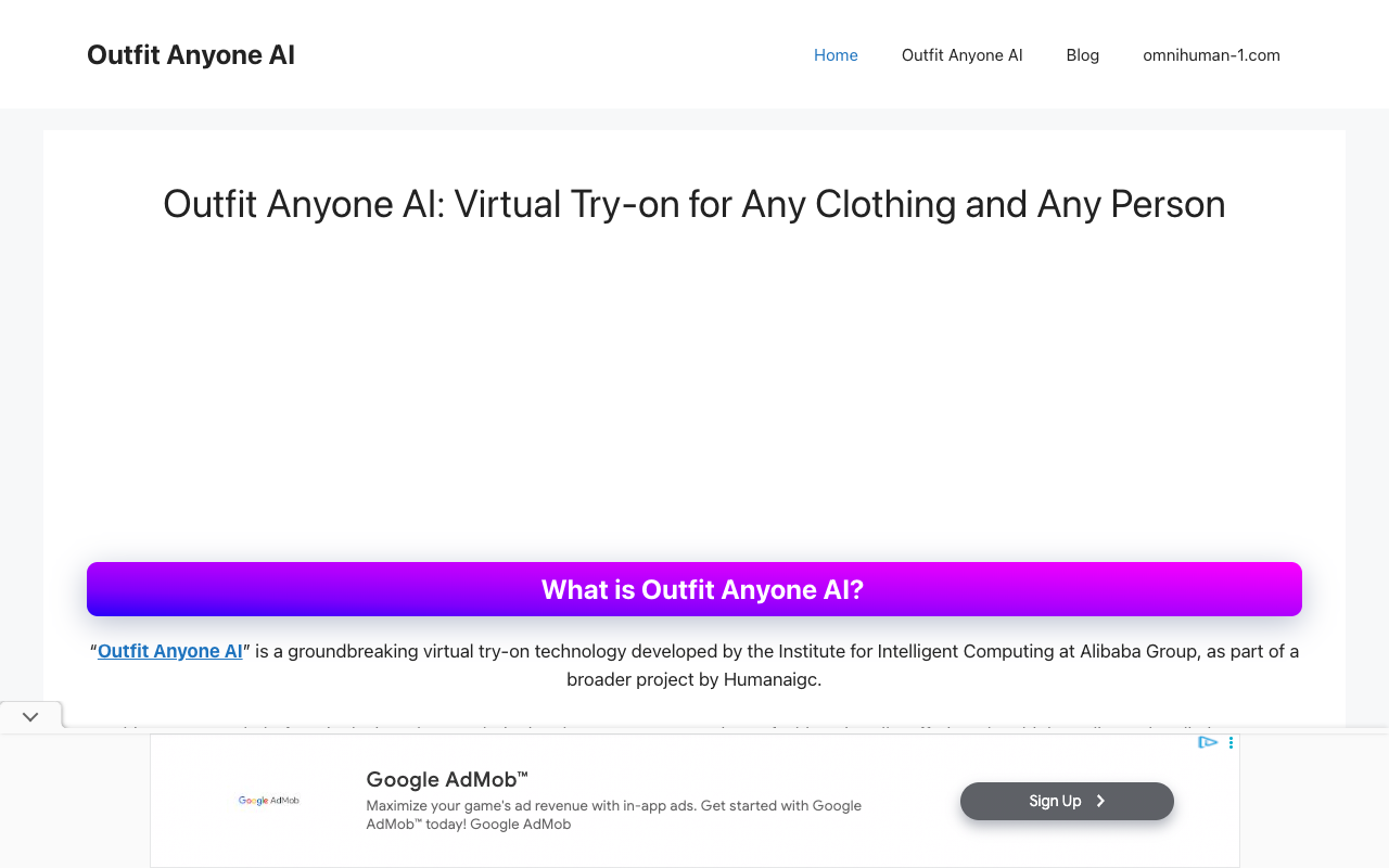 OutFit Anyone AI - Virtual Try-on for Any Clothing and Any Person