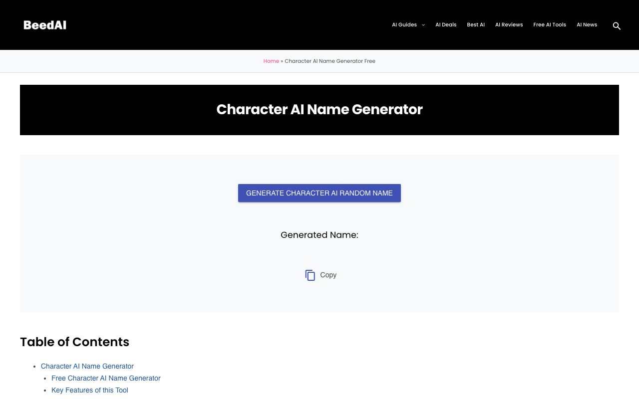Character AI Name Generator - Your Go-To Tool for Crafting Captivating Character AI Names
