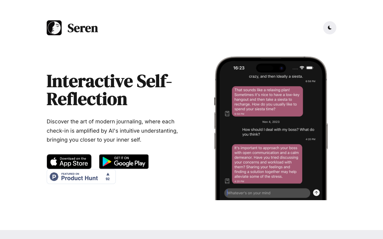 Seren: AI Chat Journal - Interactive self-reflection