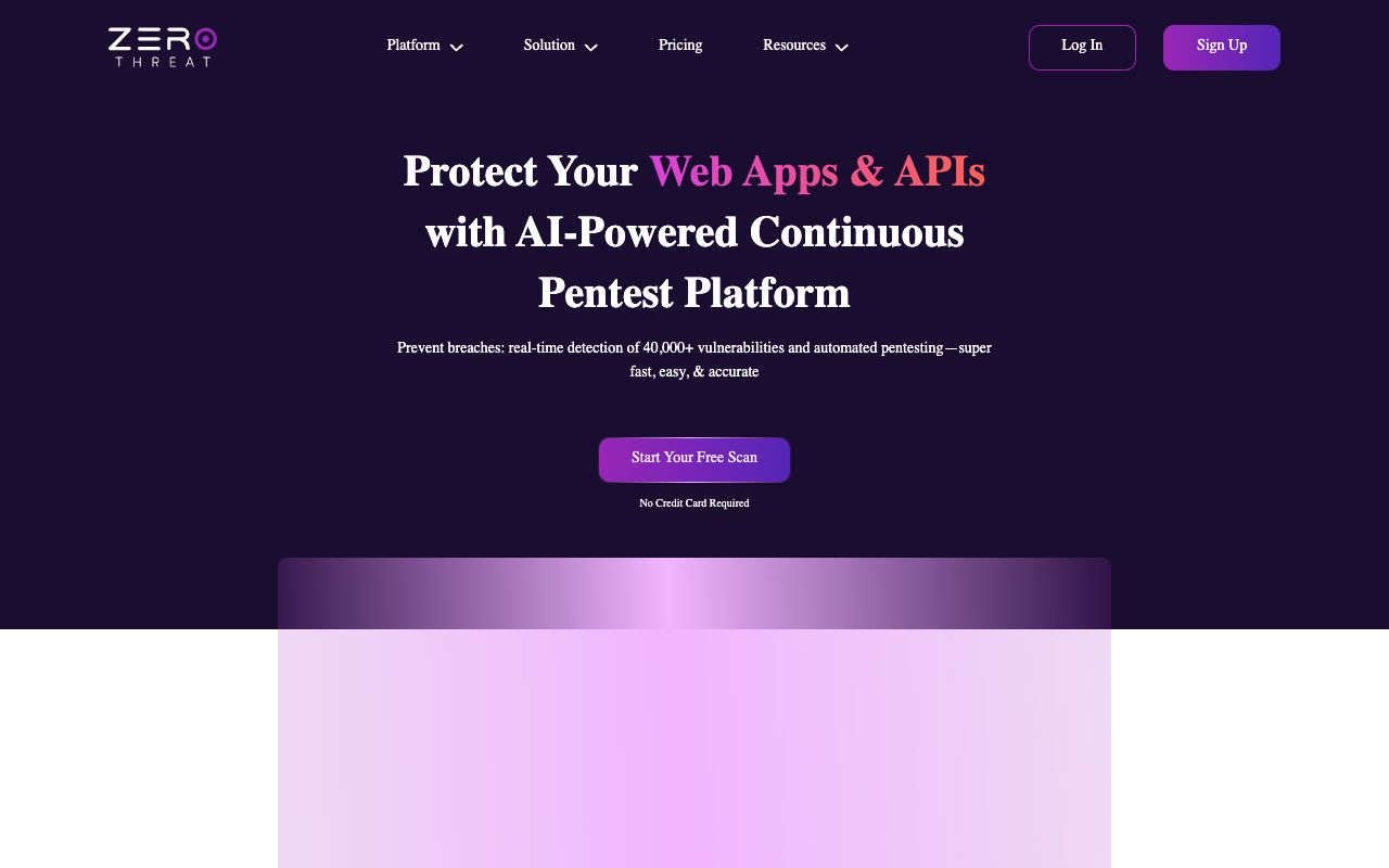 ZeroThreat - The Fastest Web App Security Scan Platform Security Technology