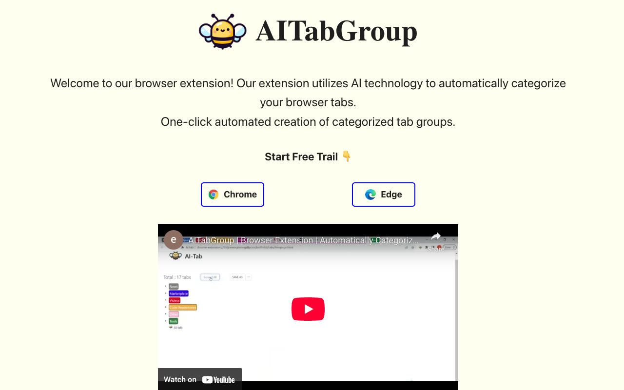 AITabGroup - One-click automated creation of categorized tab groups
