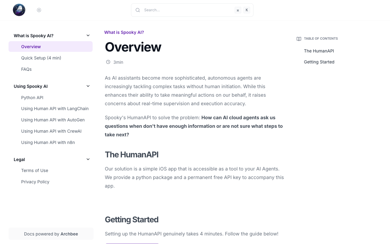 Spooky AI's Human API - Let your AI Agents ask you questions in real-time!