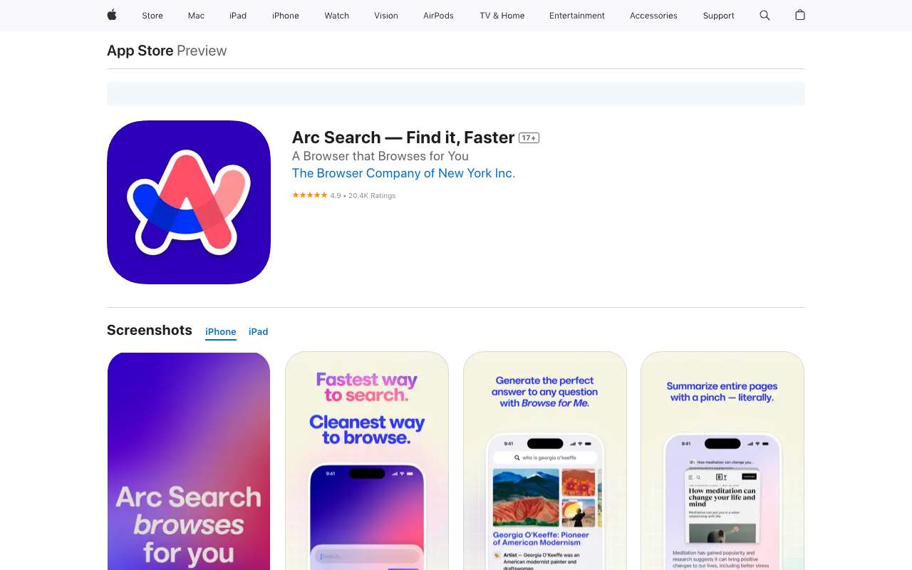 Arc Search - Fast and ad-free web browsing