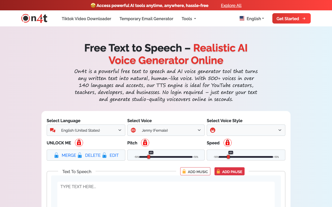 On4T Text to Speech - Free Online Tools for Empowerment