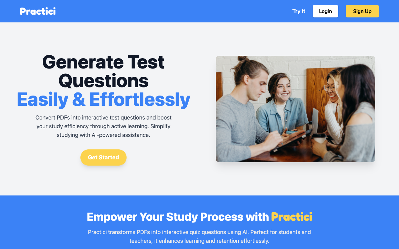 Practici - Simplify Your Learning Journey with AI-powered Test Questions