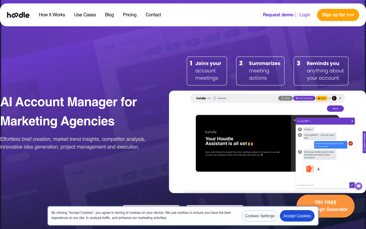 Huudle AI Project Assistant - Connect meetings, track to-do, get aligned