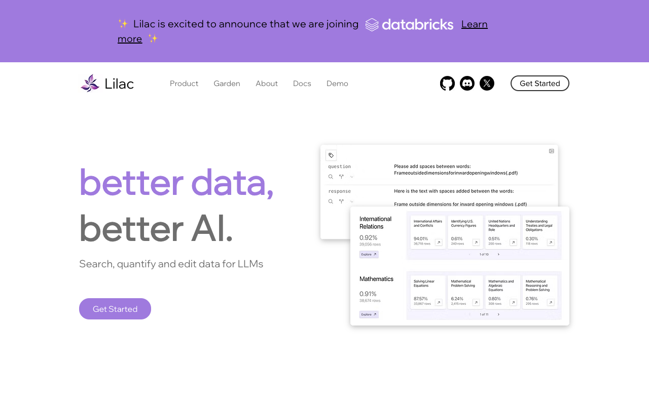 Lilac Garden - Blazing fast dataset transforms for LLMs
