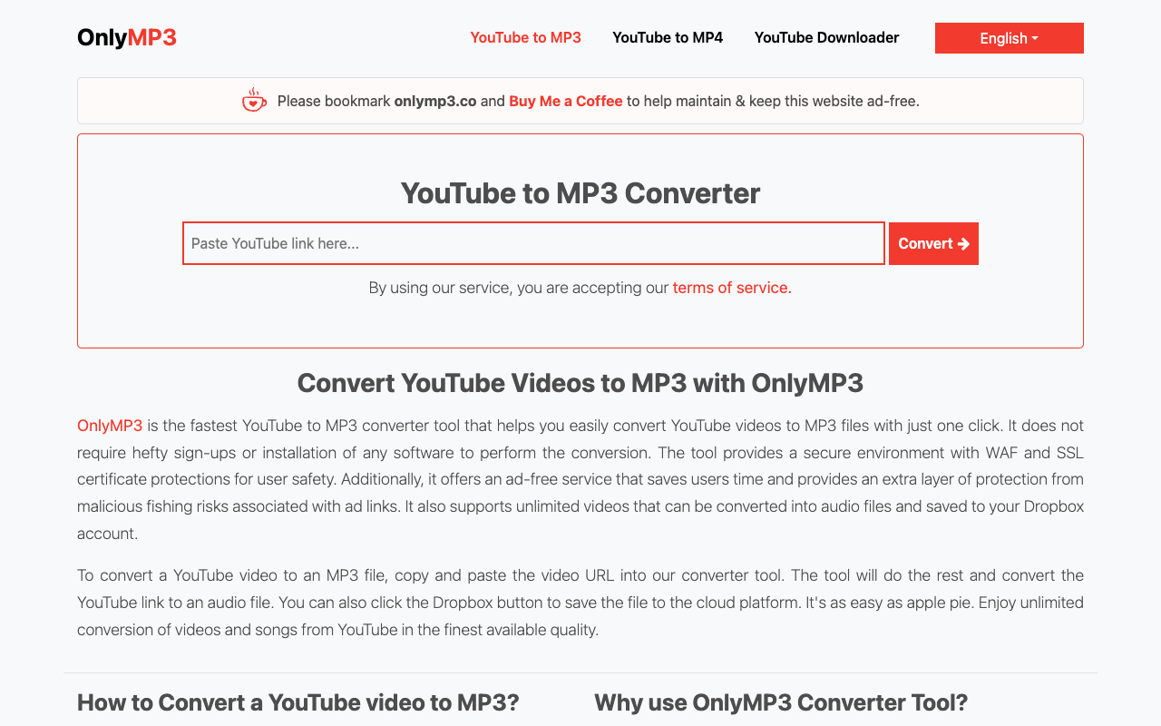 OnlyMP3 - The Best YouTube to MP3 Converter
