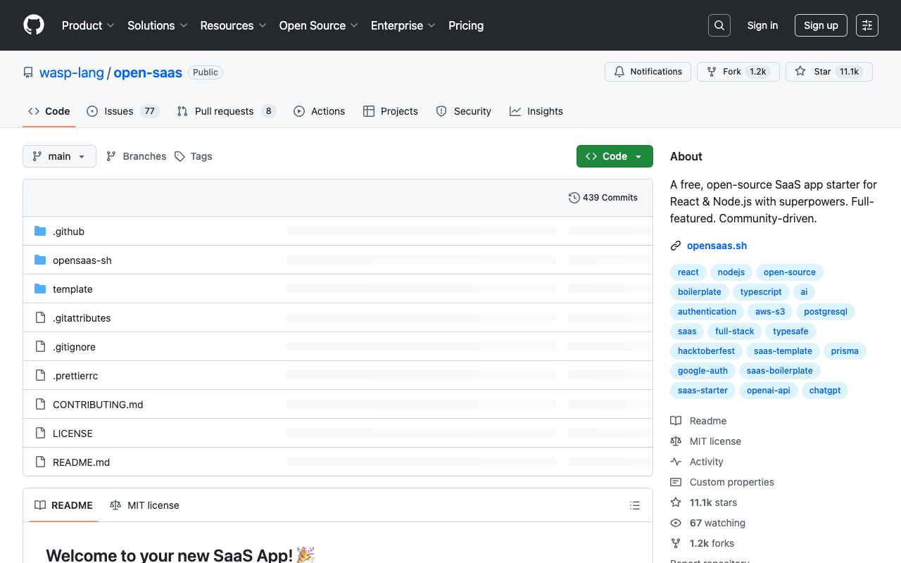 Open SaaS - Open-source & 100% free React & Node.js SaaS starter!