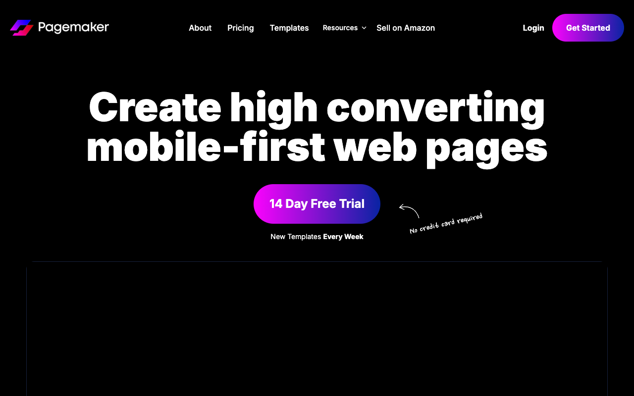 Pagemaker - Build converting landing pages in just 10 minutes Landing Page Builder Conversions Mobile-first