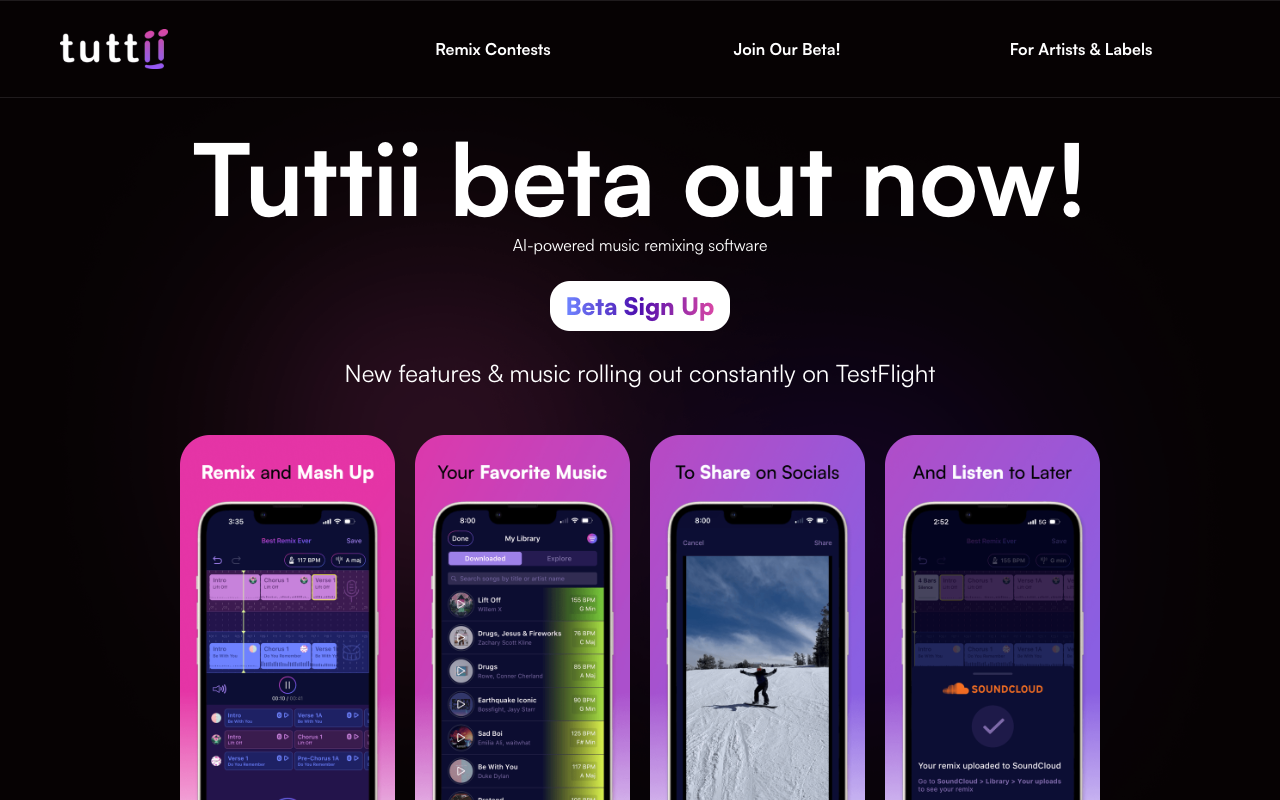 Tuttii - Remix Music - Easily (and legally) create and share remixes