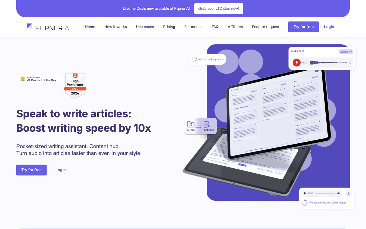Flipner AI - Capture your ideas & craft texts with AI's touch