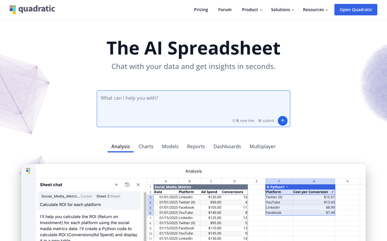 Quadratic Multiplayer - Real-time spreadsheet for developers
