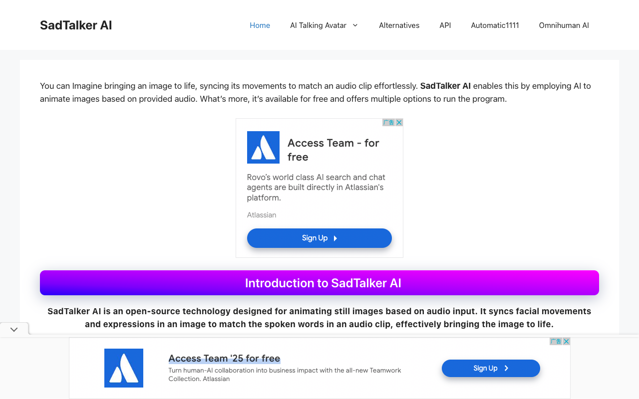 SadTalker AI - Create Talking Avatars