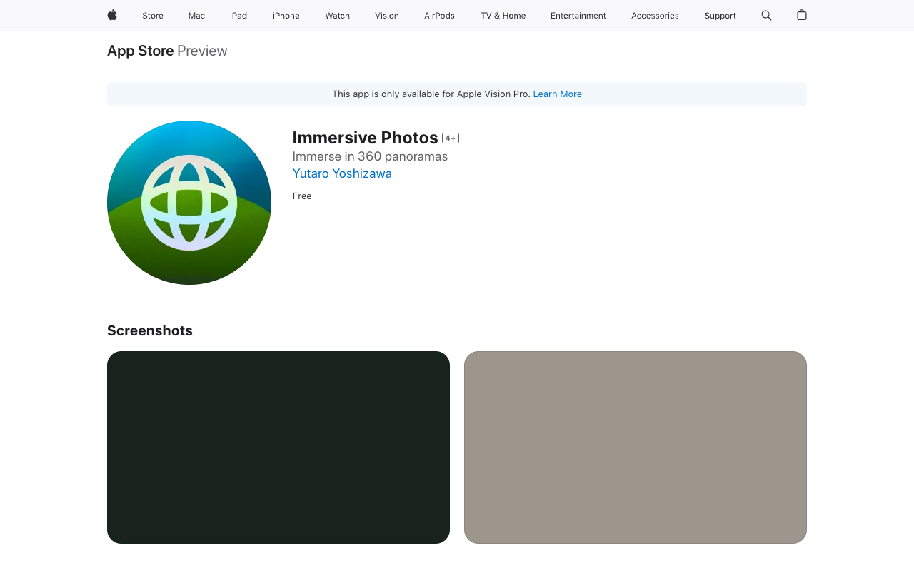Immersive Photos - Immerse in 360° Panoramas with Apple Vision Pro Photo & Video visionOS