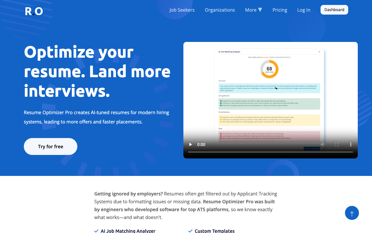 ResumeOptimizerPro - An AI-powered service that optimizes any resume