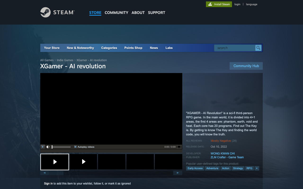 XGamer - AI revolution: A Sci-Fi RPG Game on Steam