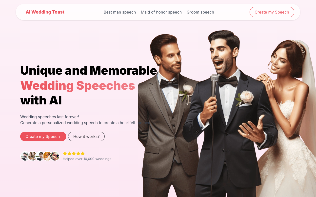 AI Wedding Toast - Create personalized wedding speech with AI