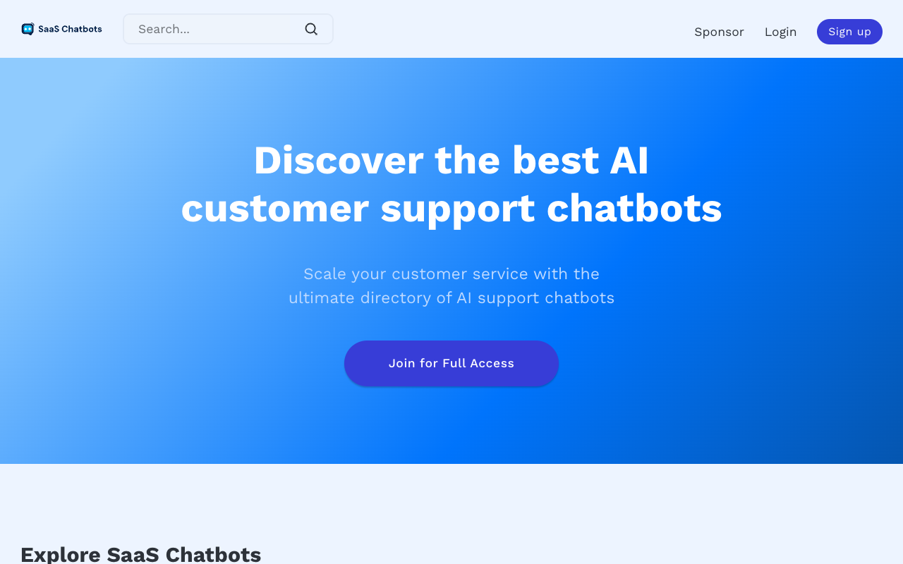 SaaS Chatbots - Discover 150+ AI chatbots for customer support