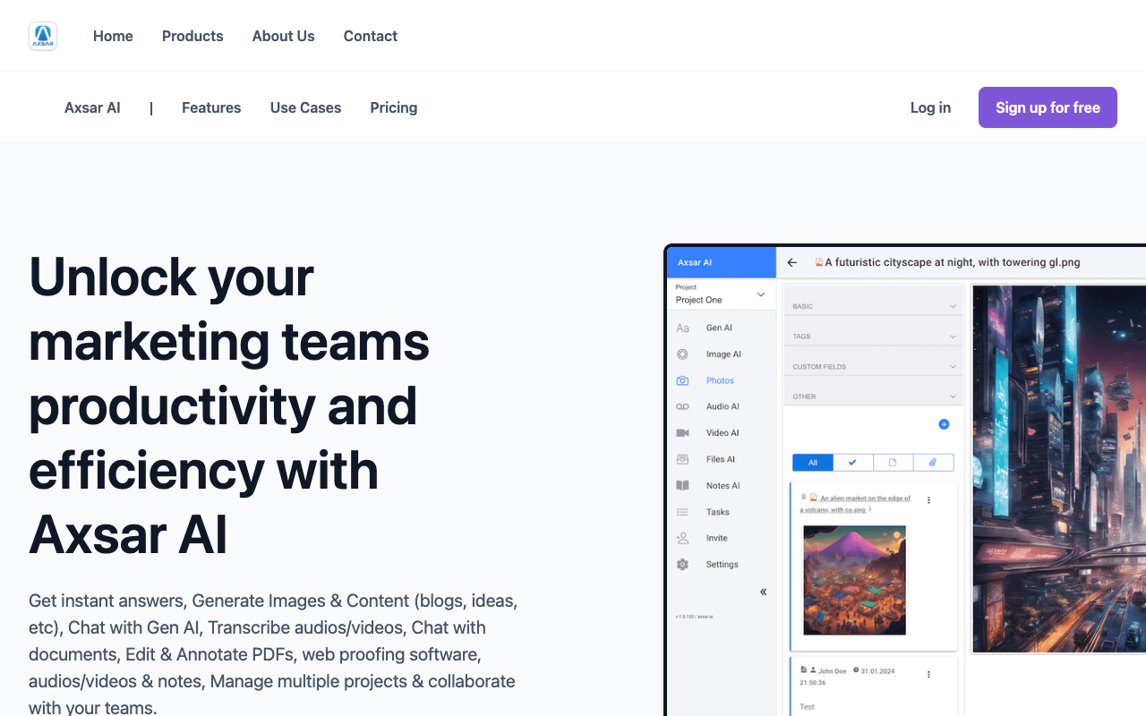 Axsar AI - Your All-in-One AI Assistant for Chatting, Image Generation, and Audio/Video Transcription