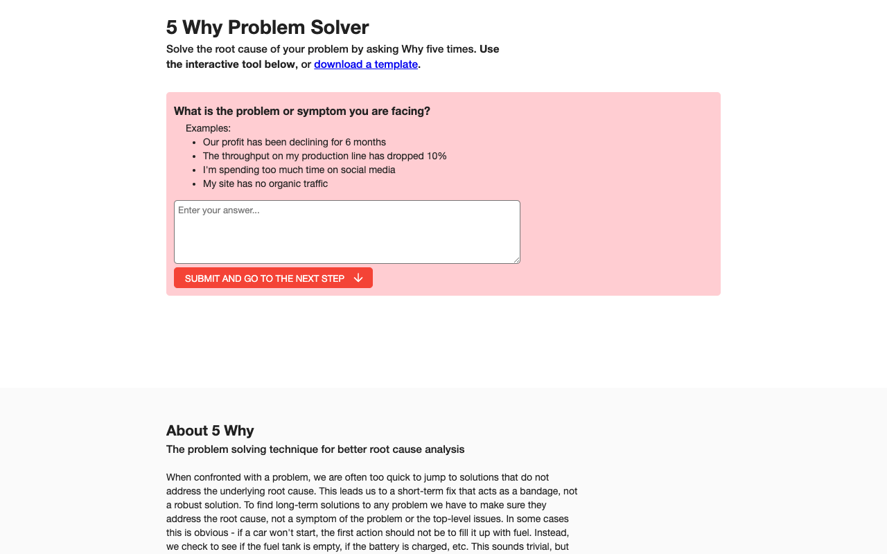 5 Why Problem Solver - Classic Root Cause Analysis + AI