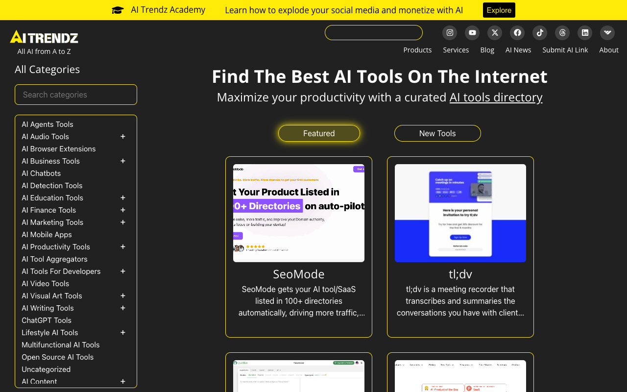 AI Trendz - Your Go-To Platform for AI News and Tools