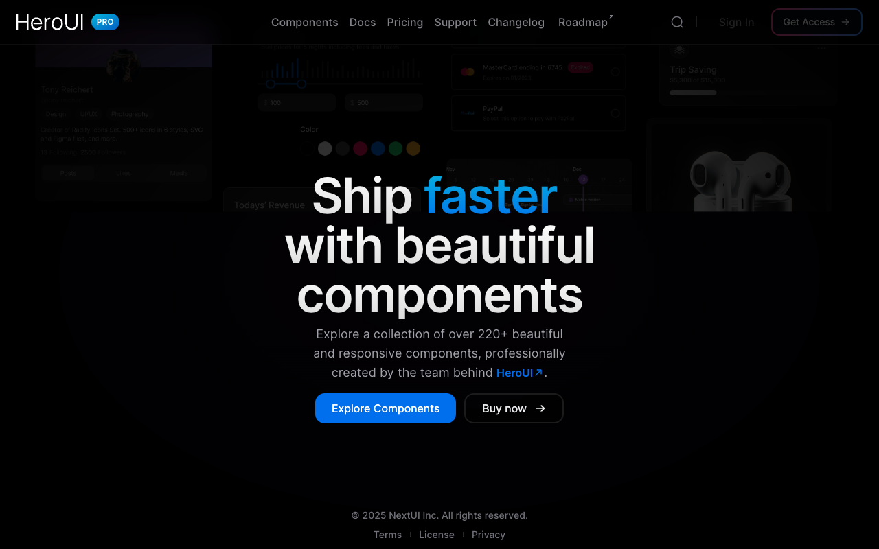 NextUI Pro - Ship faster with beautiful components