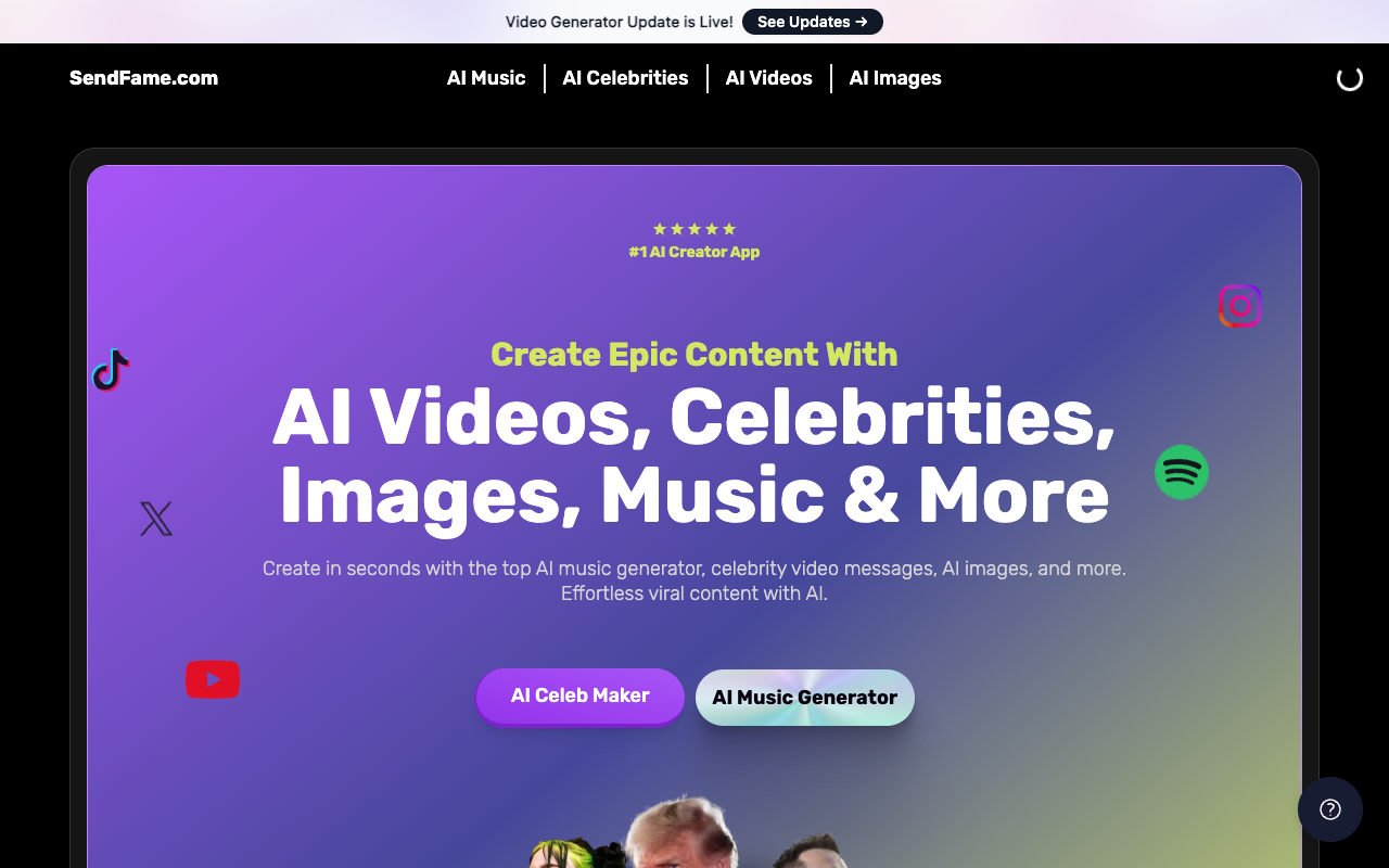 SendFame - Make AI Rap Videos with Customized Lyrics and Music