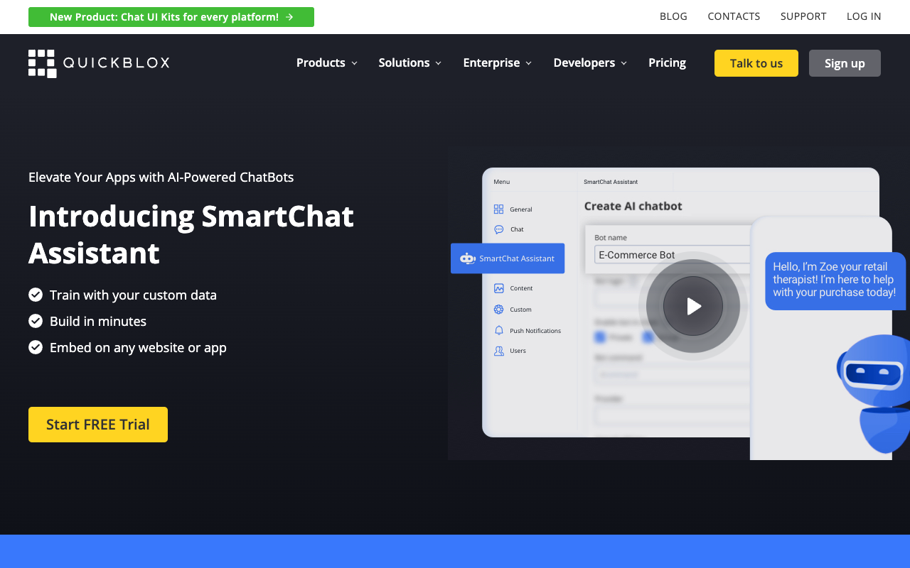 SmartChat Assistant - Create AI-Powered Bots, Embed with Ease