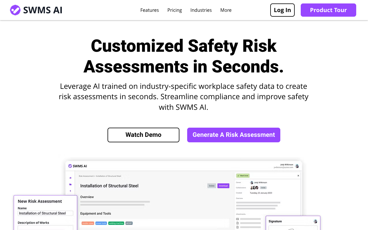 SWMS AI - Customized Safety Risk Assessments in Seconds