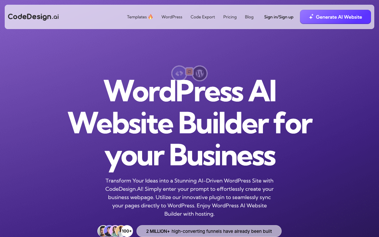 CodeDesign.AI - Transform Your Idea into a Gorgeous WordPress Site with AI