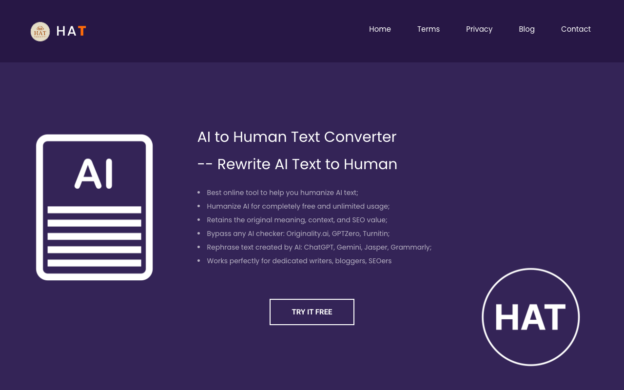Humanize AI Text - Free AI to Human Text Converter