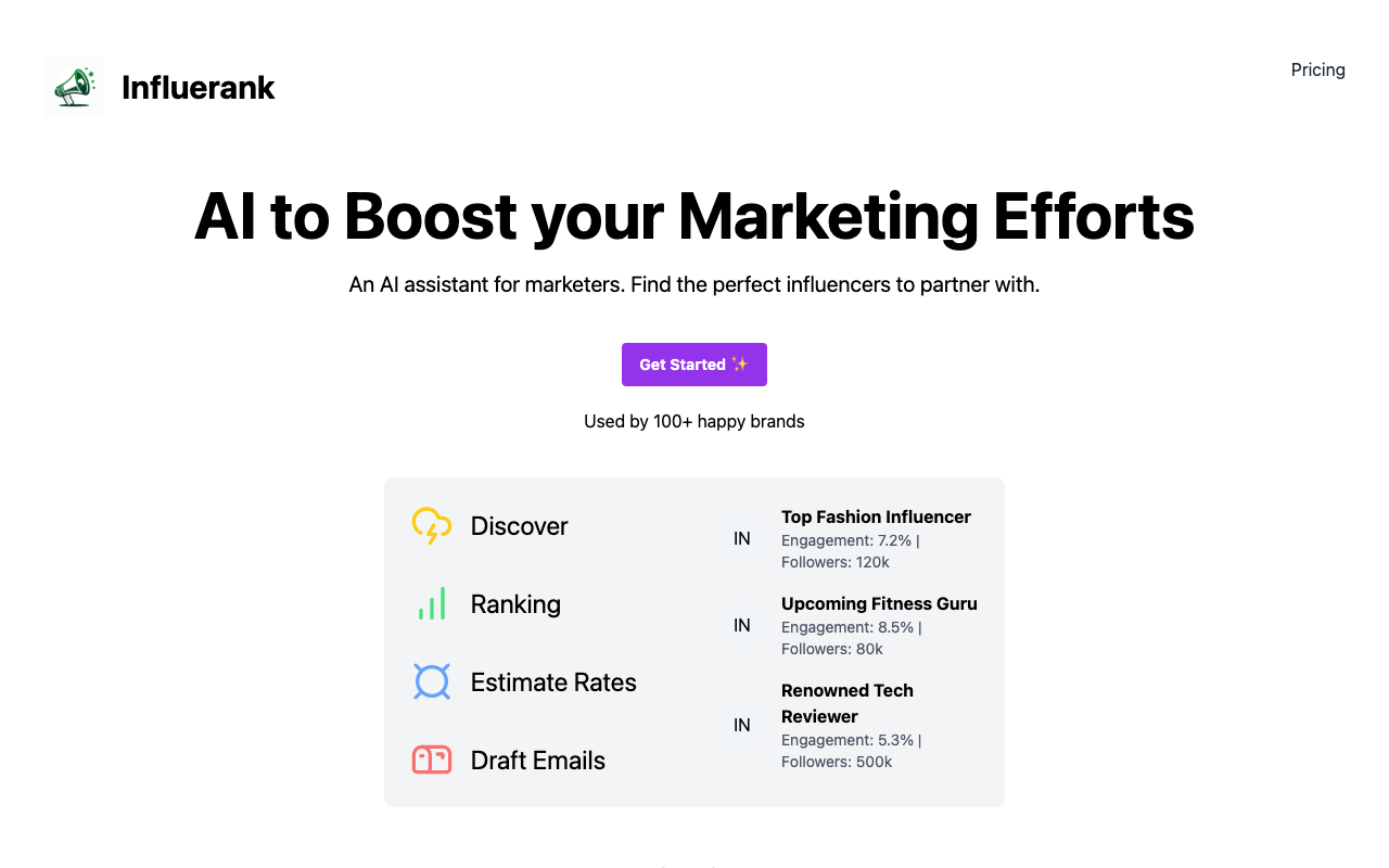 Influerank - The AI Assistant For Influencer Marketing AI Marketing