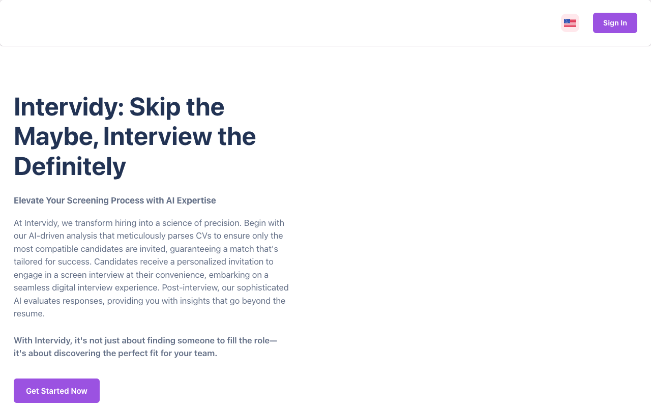 Intervidy - Elevate Your Hiring with AI CV score and AI video screening