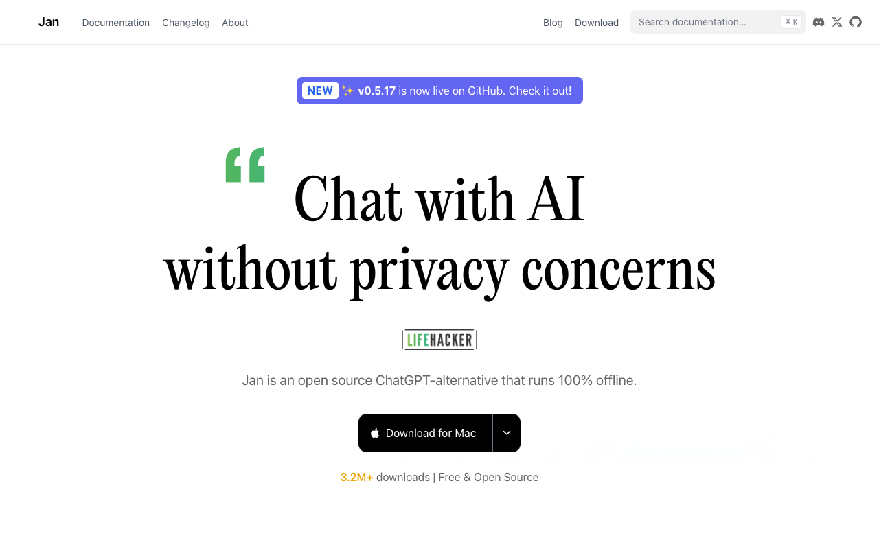 Jan - Open-source ChatGPT alternative that runs 100% offline
