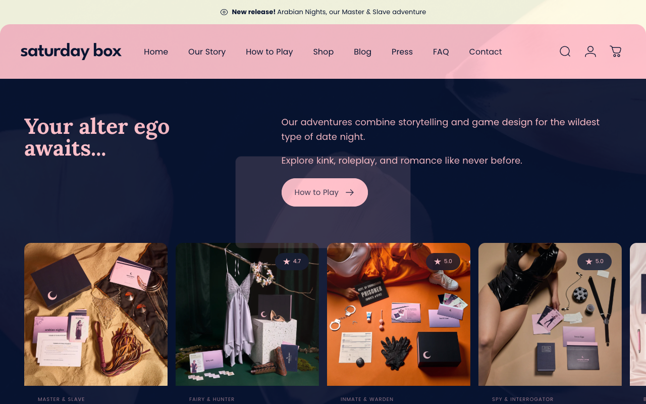 Saturday Box - Curated adventures for kink, roleplay, and romance