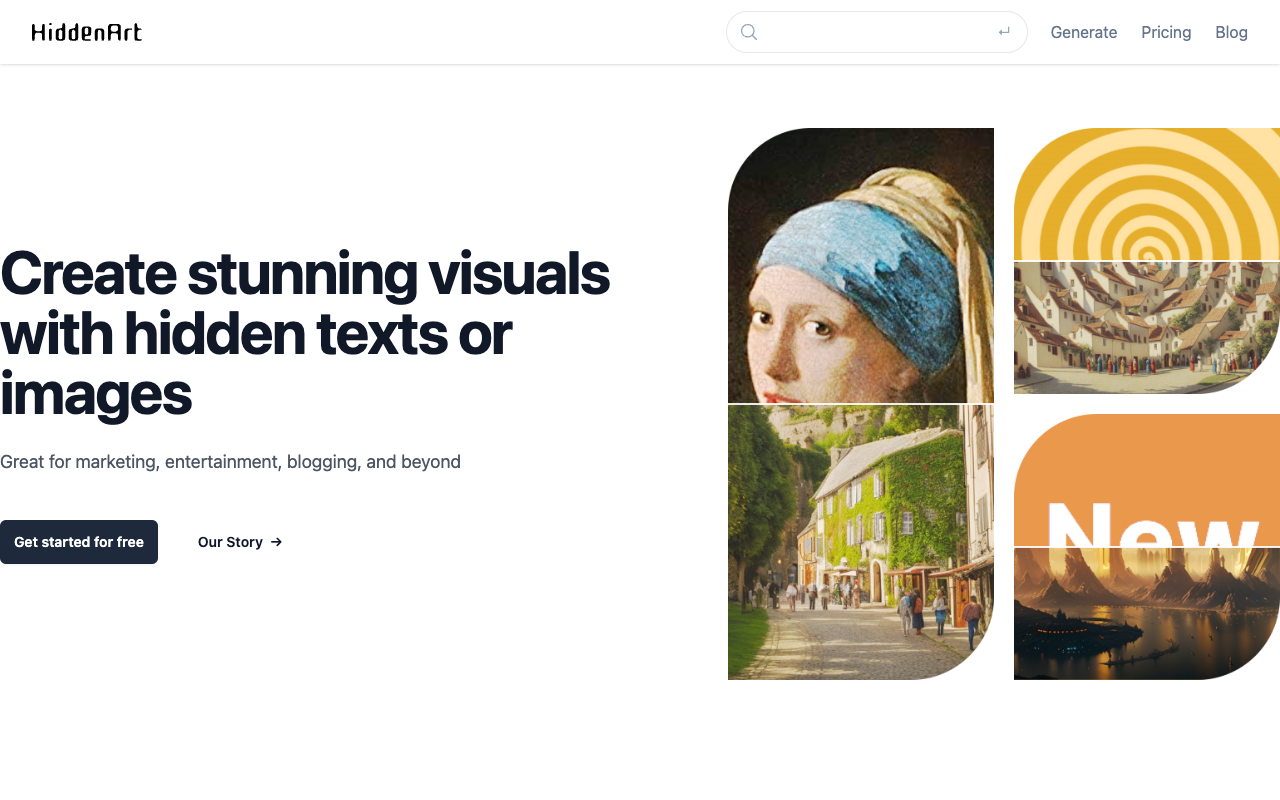 HiddenArt.ai - Create stunning visuals with hidden texts or images
