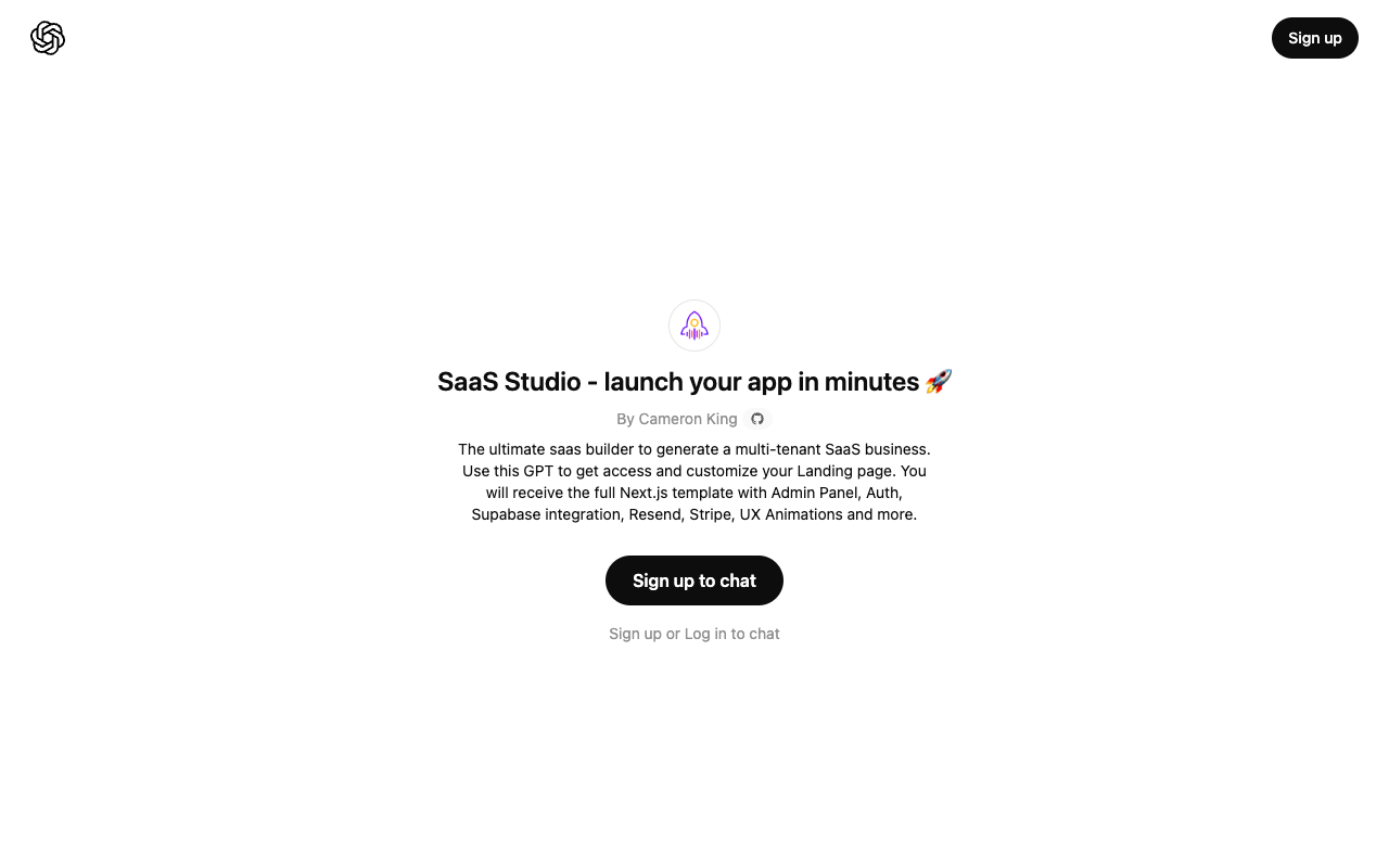 SaaS Studio GPT - Launch SaaS with Natural Language SaaS GPT Next.js