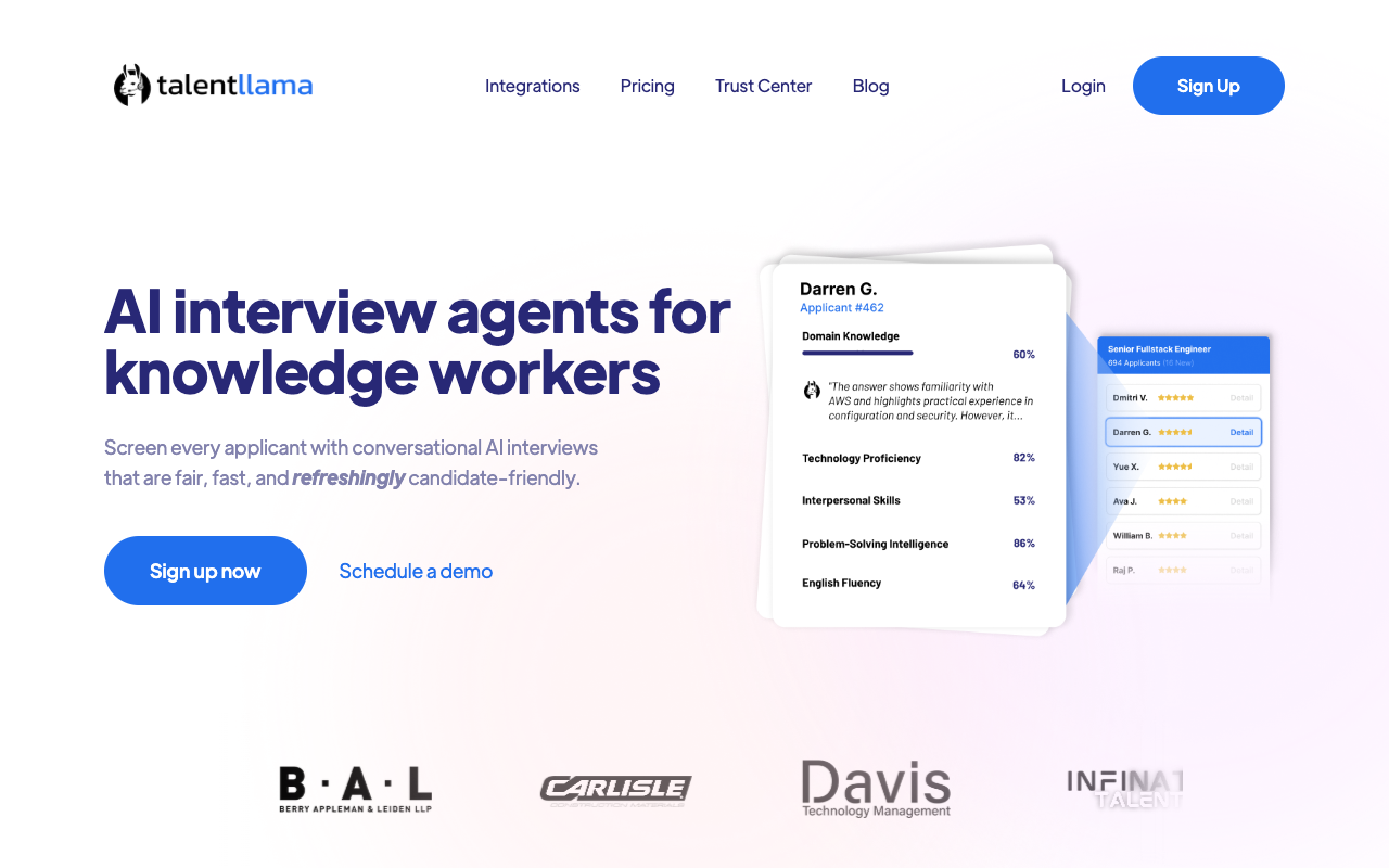 Talent Llama - Expert Talent Screening At Scale