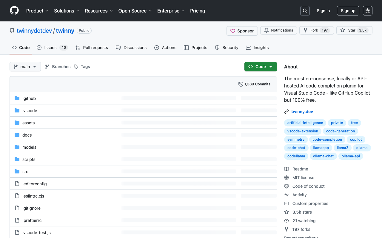 Twinny - The Free and Private AI Code Completion Plugin