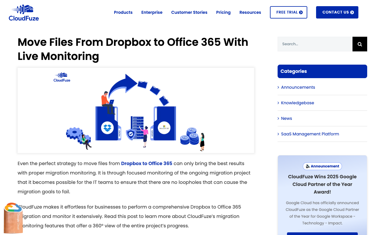 CloudFuze - Move Files From Dropbox to Office 365 With Live Monitoring