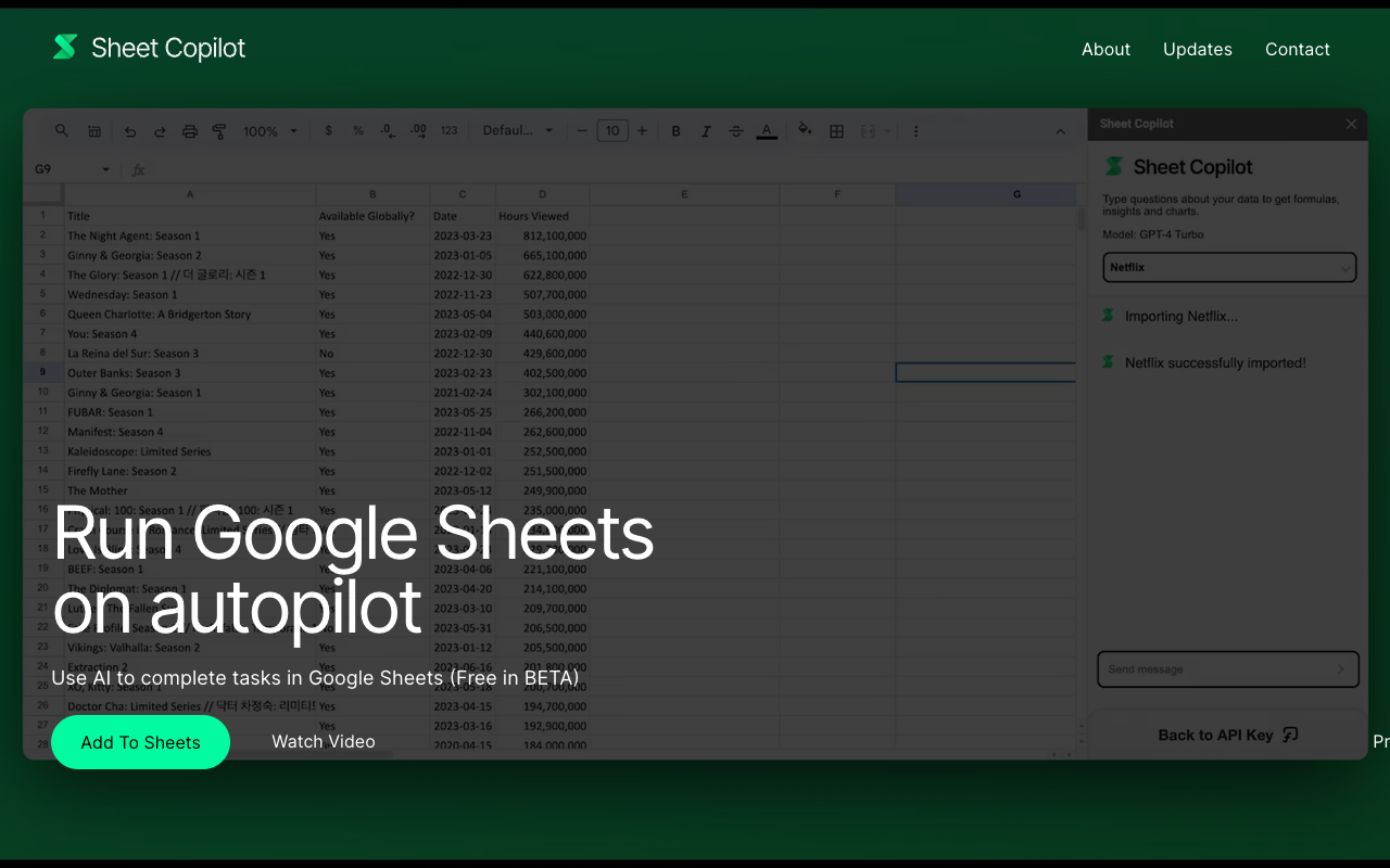 Sheet Copilot - Run tasks in Google Sheets using AI
