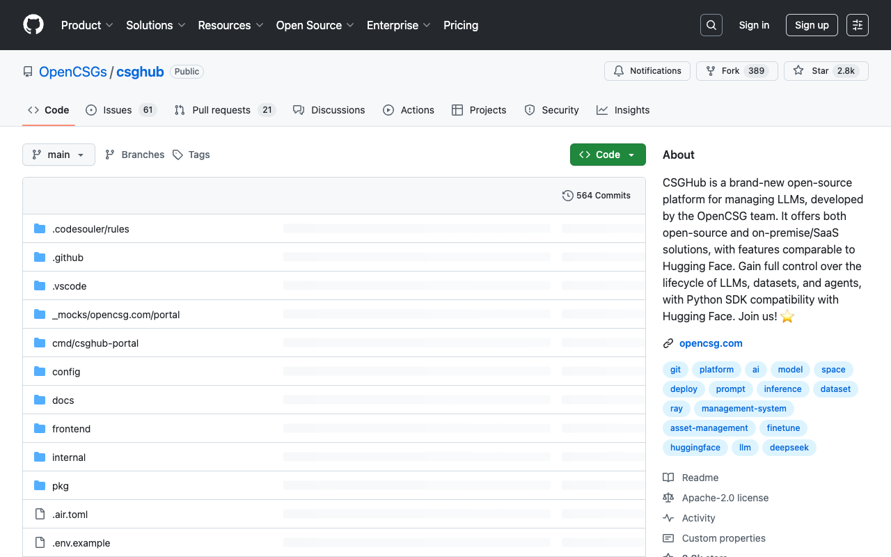 CSGHub - Open source LM assets platform like on-premise huggingface
