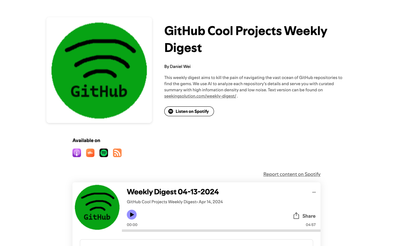 GitHub Cool Projects Weekly Podcast - Your Weekly Dose of Inspiring GitHub Projects